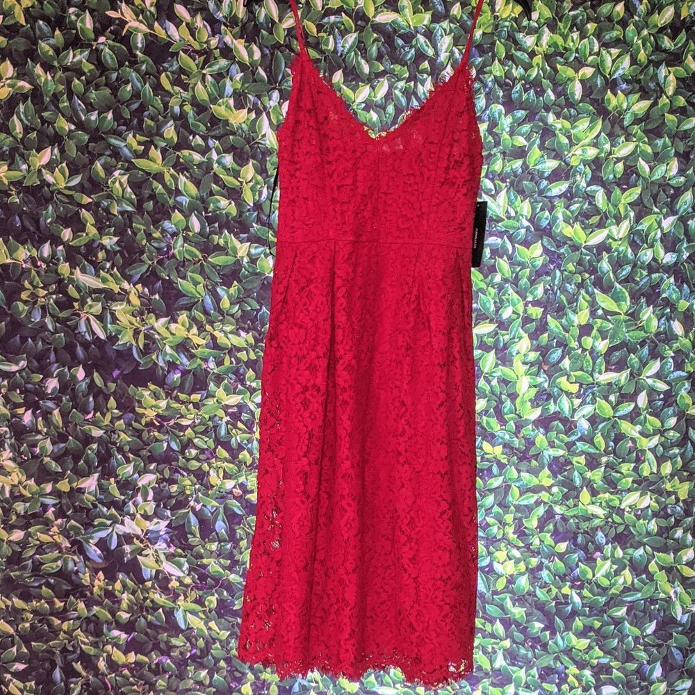 Lulu's Romantic Red Lace Midi Dress